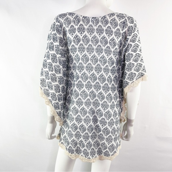 Eberjey Women's White Damask Print Kaftan Tunic Cover Up Size S/M - Picture 7 of 9